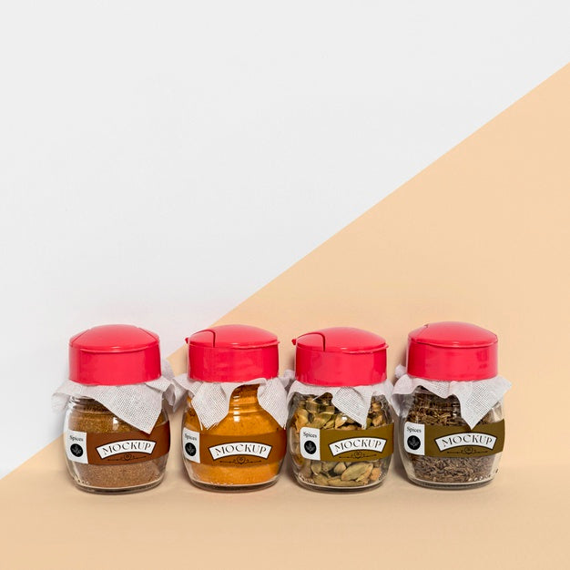 Free Collection Of Labeling Jars With Spices Psd