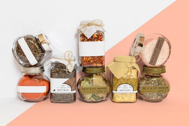 Free Collection Of Labeling Jars With Spices Psd