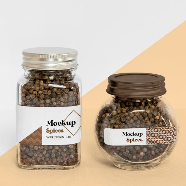 Free Collection Of Labeling Jars With Spices Psd