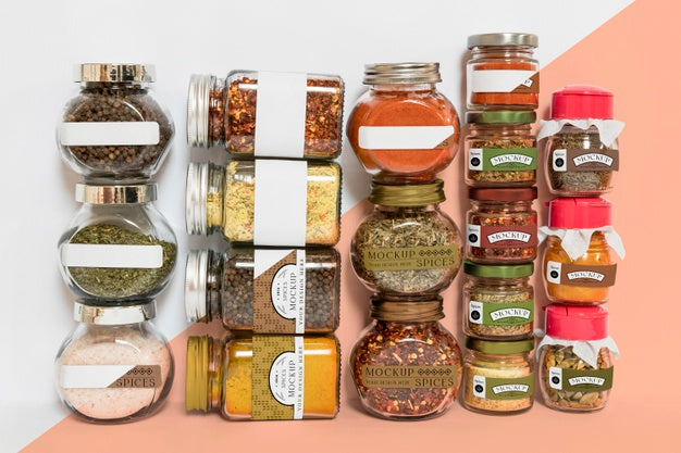 Free Collection Of Labeling Jars With Spices Psd