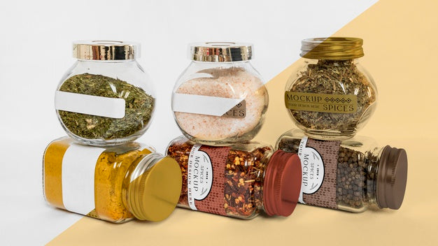 Free Collection Of Labeling Jars With Spices Psd