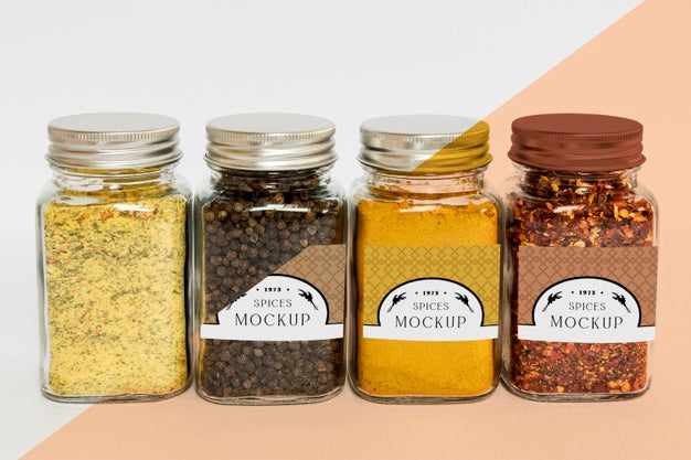 Free Collection Of Labeling Jars With Spices Psd