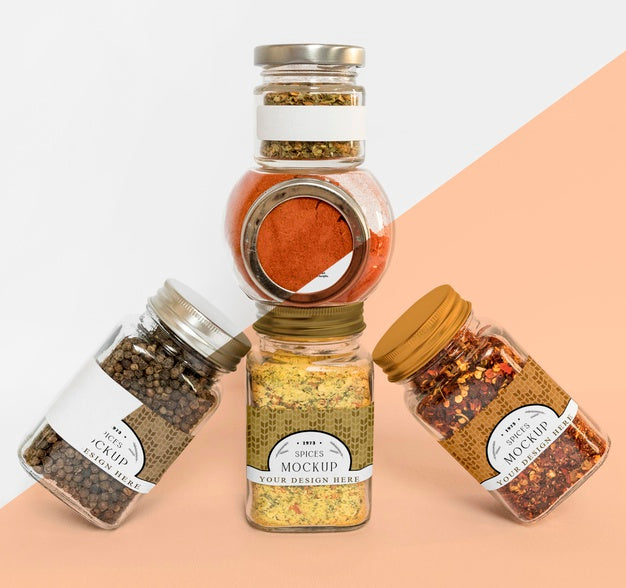 Free Collection Of Labeling Jars With Spices Psd