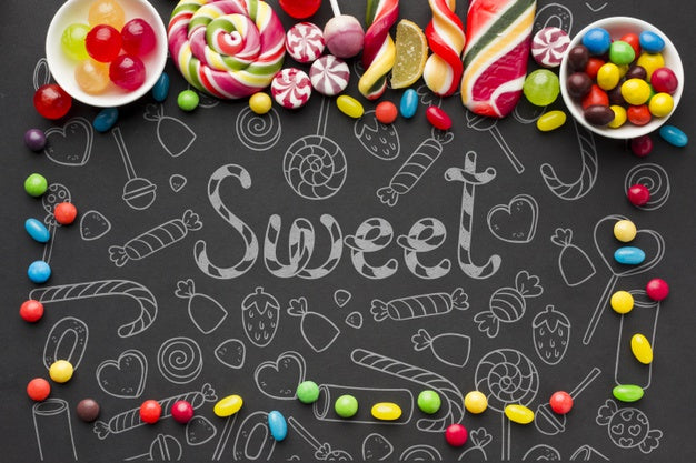 Free Colorful Candies On Table Psd