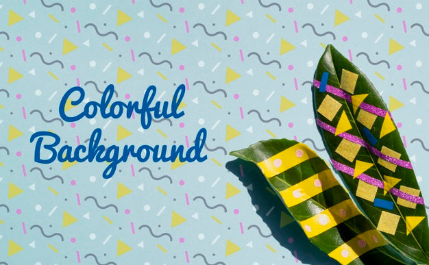 Free Colorful Drawing On Realistic Plant Psd