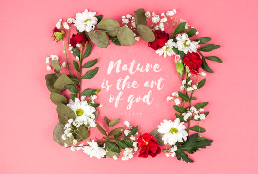 Free Colorful Flowers Framing Mockup Psd