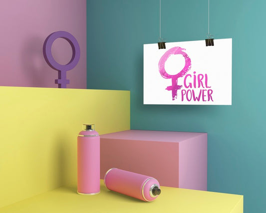 Free Colorful Girl Power Composition Psd