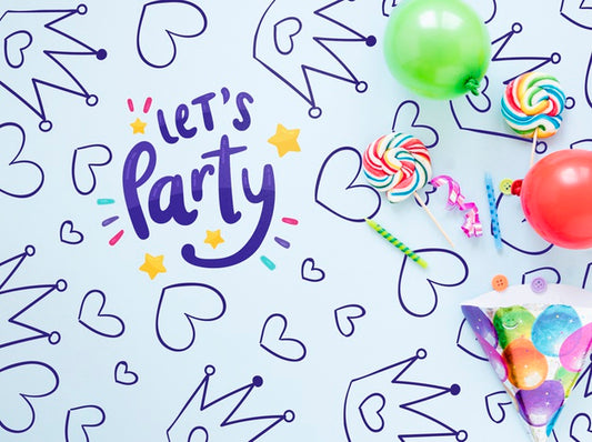 Free Colorful Happy Birthday Concept Mock-Up Psd