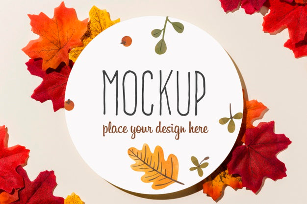 Free Colorful Leaves Arrangement Mock-Up Psd