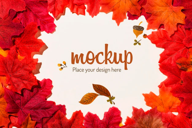 Free Colorful Leaves Mock-Up Design Psd