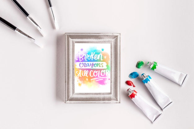 Free Colorful Paint Concept Mock-Up Psd