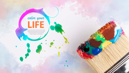 Free Colorful Paint Concept Mock-Up Psd