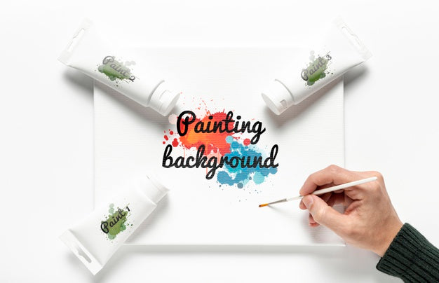 Free Colorful Painting Concept Mock-Up Psd