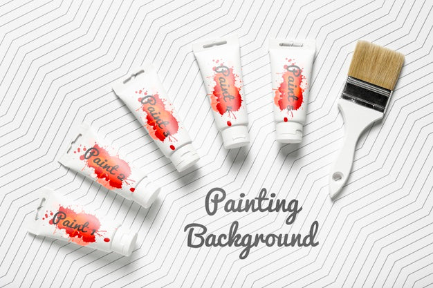 Free Colorful Painting Concept Mock-Up Psd