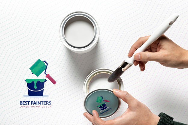 Free Colorful Painting Concept Mock-Up Psd