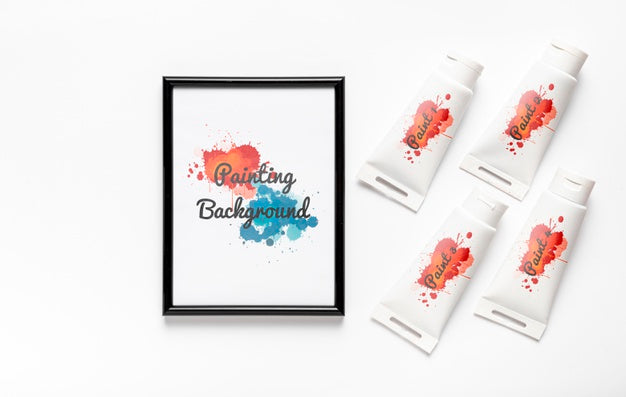 Free Colorful Painting Concept Mock-Up Psd