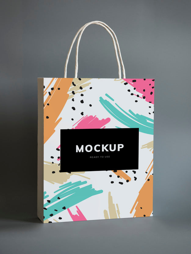 Free Colorful Shopping Paper Bag Mockup Psd