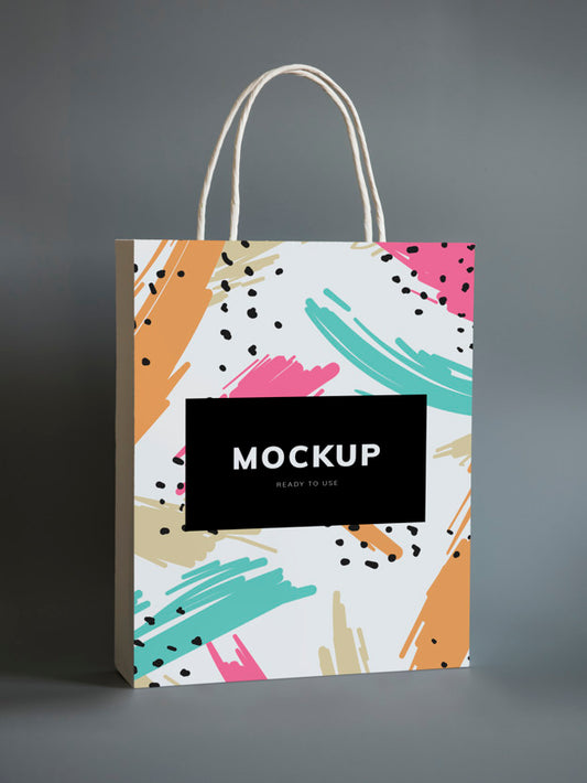 Free Colorful Shopping Paper Bag Mockup Psd