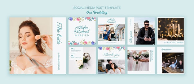Free Colorful Wedding Concept Social Media Template Psd