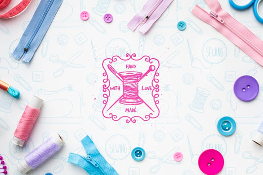 Free Colorful Zippers And Buttons Mock-Up Psd