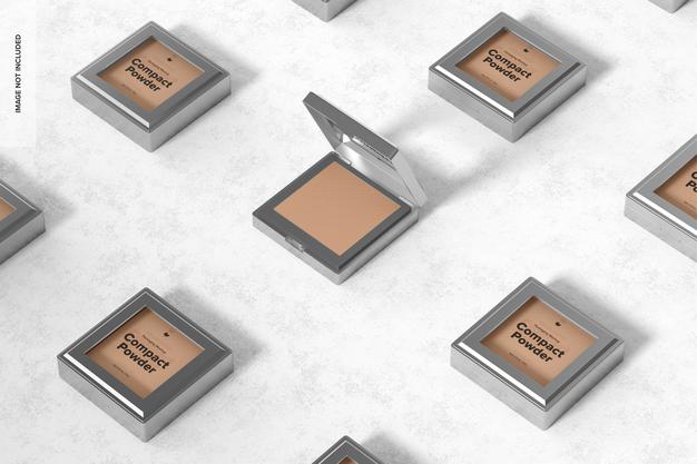 Free Compact Powder Packaging Set Mockup Psd