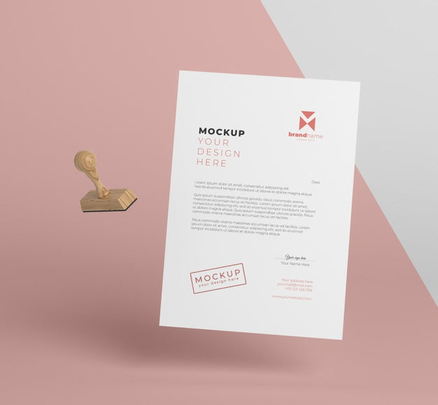 Free Composition Of Paper And Seal Mock-Up Psd