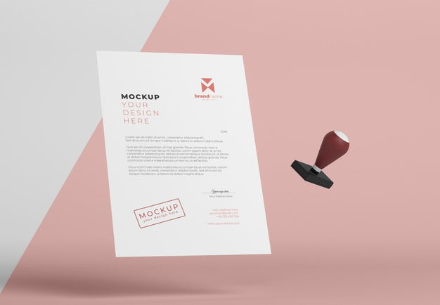 Free Composition Of Paper And Seal Mock-Up Psd