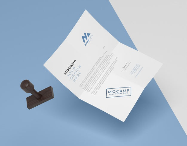 Free Composition Of Paper And Seal Mock-Up Psd