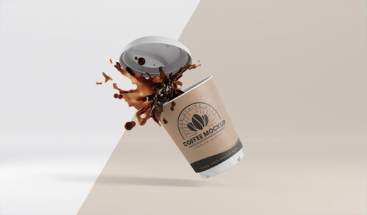 Free Composition Of Paper Coffee Cup With Coffee Splash Psd