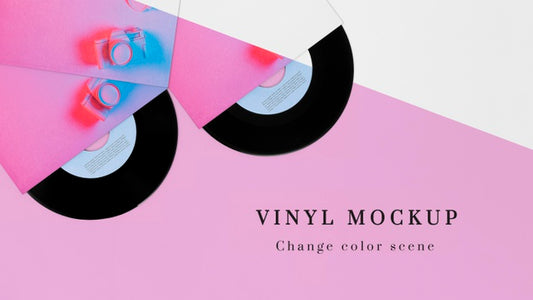 Free Composition Of Vinyl Records Mock-Up Psd