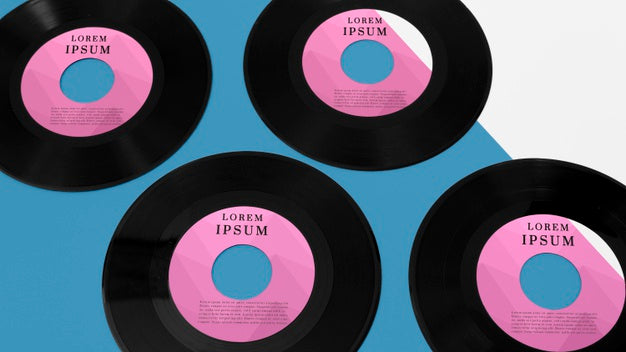 Free Composition Of Vinyl Records Mock-Up Psd