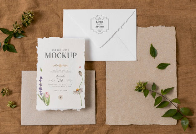 Free Composition Of Wedding Mock-Up Cards Psd