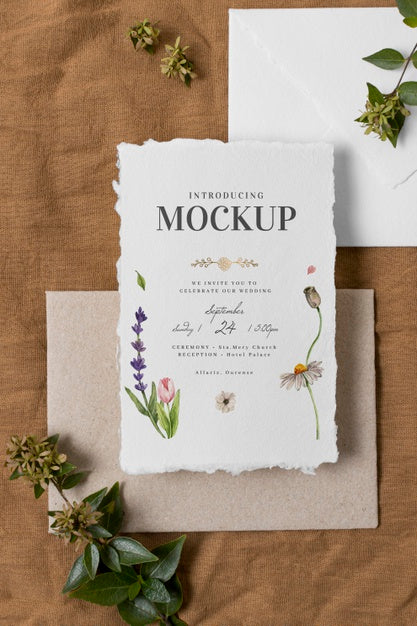 Free Composition Of Wedding Mock-Up Cards Psd