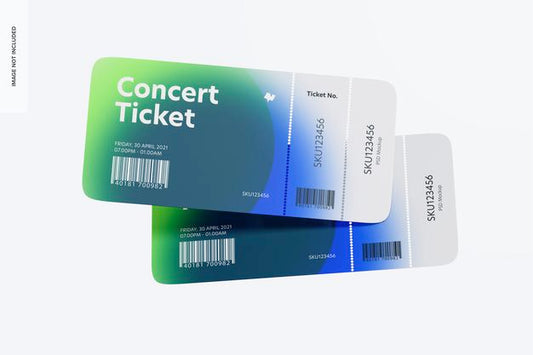 Free Concert Ticket Mockup, Floating Psd