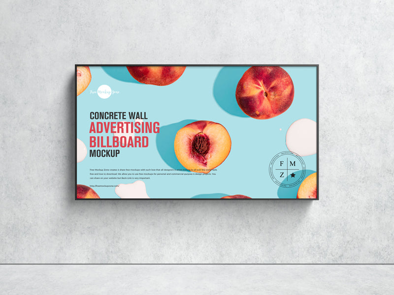 Free Concrete Wall Advertising Billboard Mockup