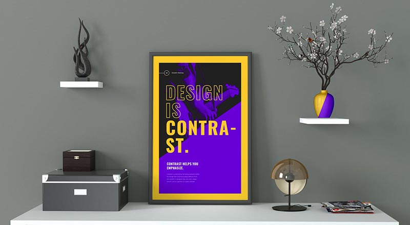 Free Contrasting Photo Frame Poster Mockup Psd