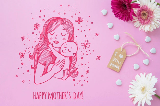 Free Copyspace Mockup With Flat Lay Mothers Day Composition Psd