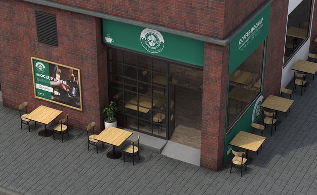 Free Corner Business Mock-Up For Coffee Shops Psd