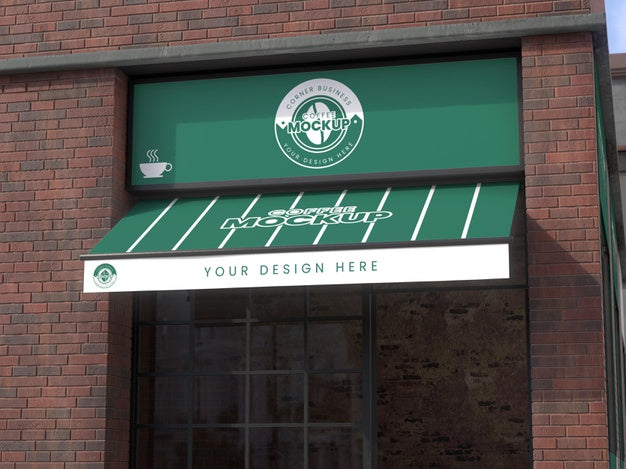 Free Corner Business Mock-Up For Coffee Shops Psd
