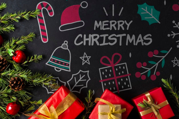 Free Coronet Branches On Table Beside Gifts Psd