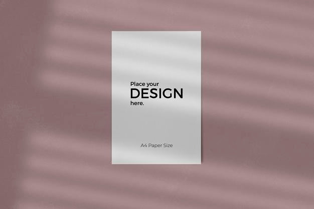 Free Corporate Sheet Mockup With Window Shadow Effect On Texture Pink Wall Psd