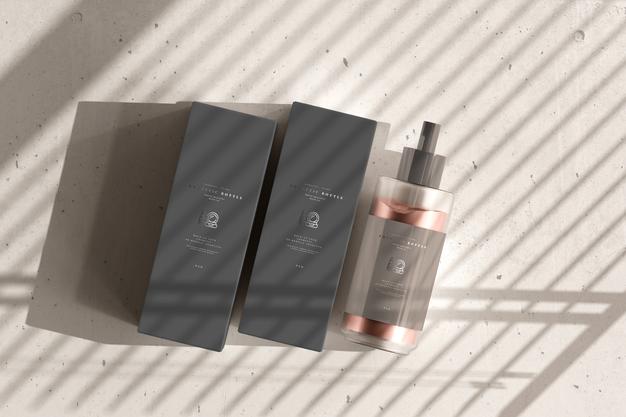 Free Cosmetic Cream Bottle With Box Mockup Psd