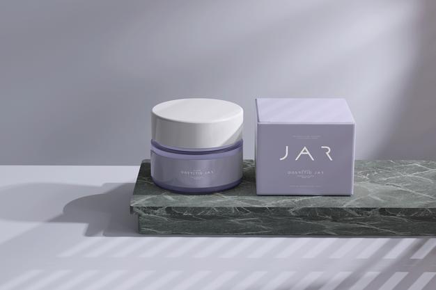 Free Cosmetic Jar And Box Mockup Psd