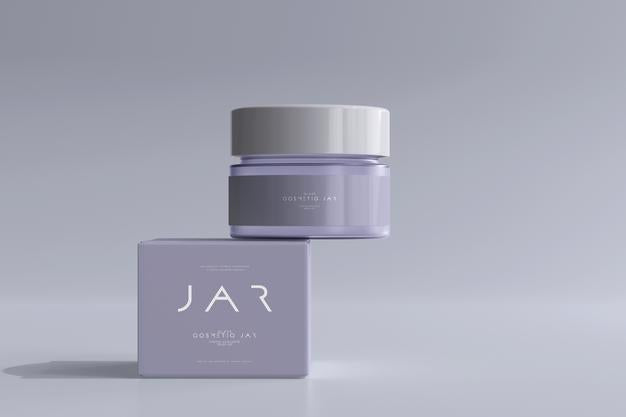 Free Cosmetic Jar And Box Mockup Psd