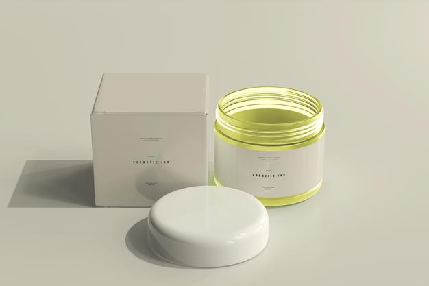 Free Cosmetic Jar And Box Mockup Psd