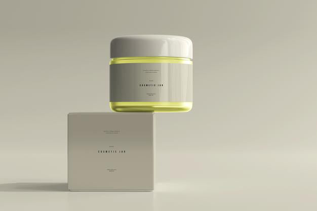 Free Cosmetic Jar And Box Mockup Psd