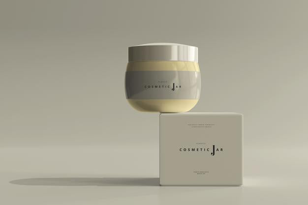 Free Cosmetic Jar And Box Mockup Psd