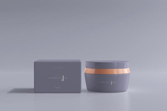 Free Cosmetic Jar And Box Mockup Psd