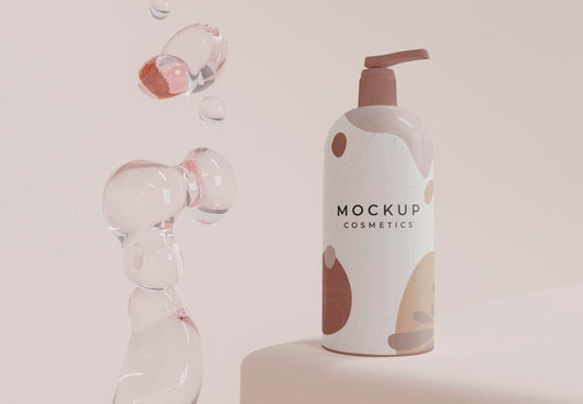 Free Cosmetic Product Bottle And Bubbles Psd