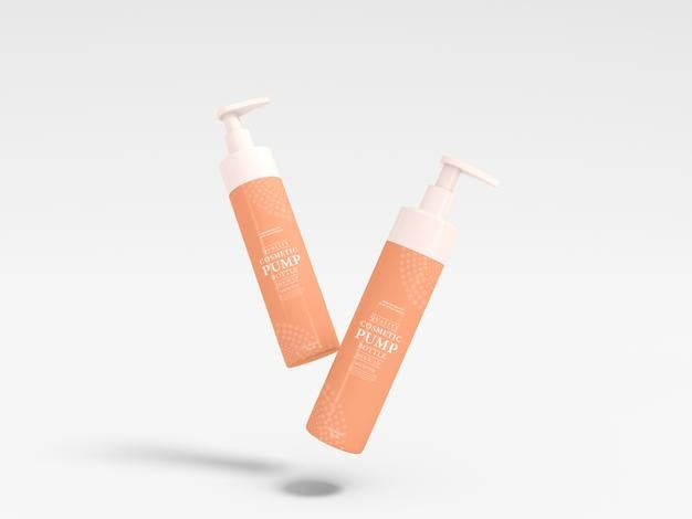 Free Cosmetic Pump Bottle Packaging Mockup Psd